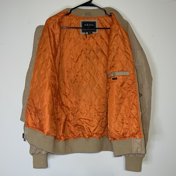 AKOO Embroidered No Rivals Tan Eagle Bomber Jacket - Picture 10 of 11